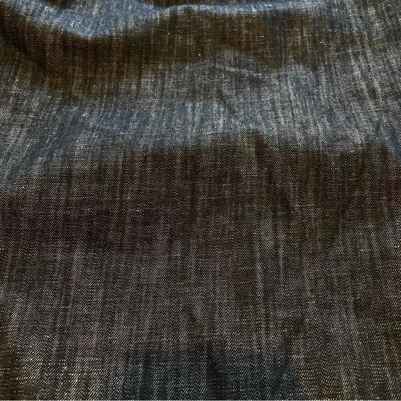 Marks & Spencer Black Denim Midi Skirt | Gathered Waist | Cotton & Linen Blend - Picture 9 of 10